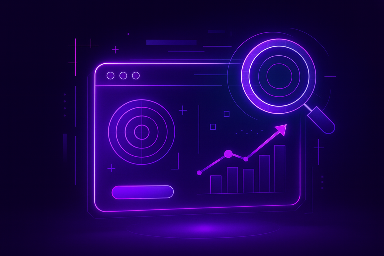 Advanced SEO HUD with target rings and trend line